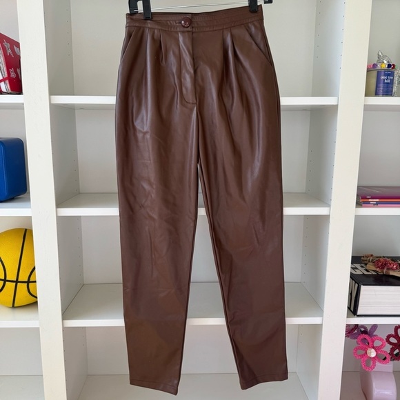 PRINCESS POLLY Brown Love Club Vegan Leather Pants - Picture 5 of 9